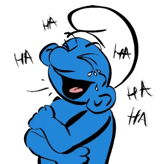 😂 Smurf HA スマーフ, アニメ, 笑い, 幸せ, 青 telegram sticker