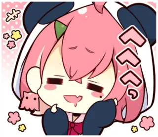 😍 Anime, Sticker, Mignon, Kawaii, Panda, Cheveux roses telegram sticker