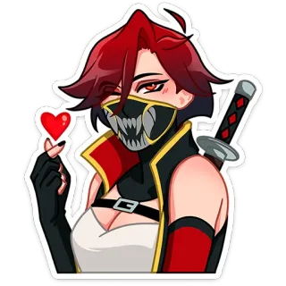 ❤️ Anime, Wojownik, Katana, Ninja, Rude włosy, Serce telegram sticker