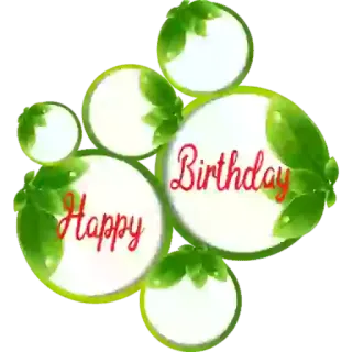 🥳 Happy Birthday happy, birthday, celebration, greeting, leaves, green, festive whatsapp sticker