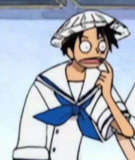 😰 Monkey D. Luffy One Piece Anime, One Piece, Monkey D. Luffy, Postać, Śmieszne, Marynarz, Zszokowany telegram sticker