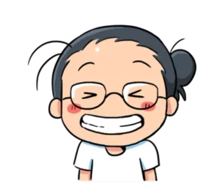 😁 卡通, 快乐, 微笑, 角色, 眼镜 telegram sticker