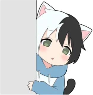 👀 Аниме, Манга, Кот, Милый, Каваий, Чиби, Кошачьи ушки telegram sticker