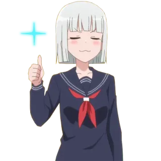 👍 Аниме, Девочка, Школьная форма, Большой палец вверх, Милый telegram sticker