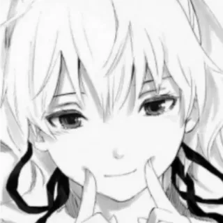 🍙 Anime, Mangá, Fofo, Garota, Sorriso, Preto e branco telegram sticker