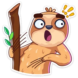😱 leniwiec, kreskówka, śmieszne, zaskoczony, zszokowany, zwierzę telegram sticker