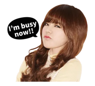😒 I'm busy now!! ocupada, mulher, desenho animado, expressão, irritada, fofa whatsapp sticker