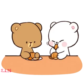 🍿 栾棠Bi 可爱, 熊, 牛奶, 摩卡, 食物, 卡通 telegram sticker