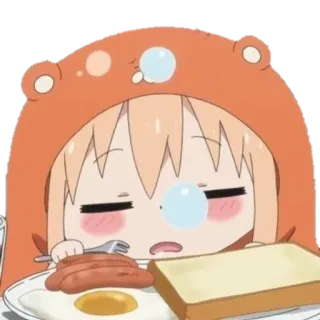 😪 Umaru Doma Himouto! Umaru-chan Anime, Umaru, Dessin animé, Himouto! Umaru-chan, Manger, Petit déjeuner, Mignon, Endormi whatsapp sticker