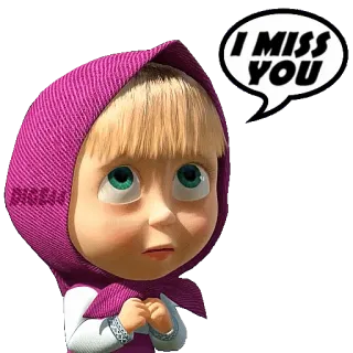 🤍 Masha Masha and the Bear I MISS YOU cartoon, girl, missing, sad, cute, animation whatsapp sticker