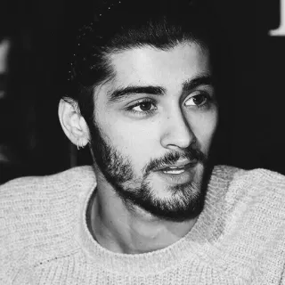 ☁️ Zayn Malik 泽恩·马利克, 歌手, 肖像, 名人, 黑白, 男人, 单向乐队 telegram sticker