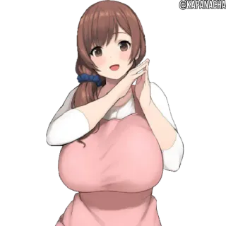 ☺️ Anime, Wanita, Celemek, Gadis, Senyum telegram sticker