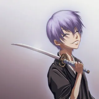 🐍 Anime, Manga, Schwert, Charakter, lila Haare telegram sticker