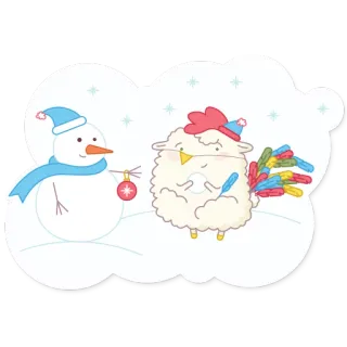 ⛄ pupazzo di neve, pollo, inverno, neve, cartone animato telegram sticker