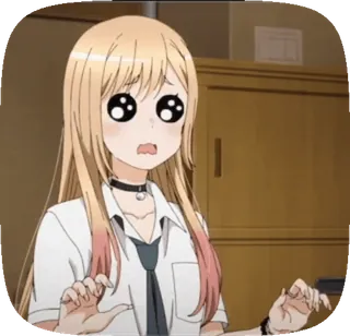 ๐ Marin Kitagawa My Dress-Up Darling Anime, Capelli biondi, Kawaii, Carino, Uniforme scolastica, Scioccato, Marin Kitagawa, My Dress-Up Darling telegram sticker