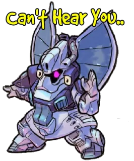 👂 Can't Hear You.. Roboter, Mecha, Höre nichts, Lustig, Anime telegram sticker