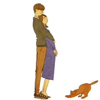 👫 커플, 사랑, 포옹, 고양이, 귀여운, 관계 whatsapp sticker