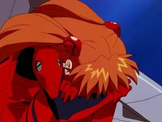 😭 Asuka Langley Soryu Neon Genesis Evangelion anime, hug, red, orange hair, character, fanart telegram sticker
