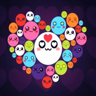 ❤ kawaii, cute, heart, circles, emotions, love telegram sticker