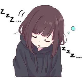😴 zzz... endormi(e), fille anime, zzz, dessin animé, kawaii, dormir telegram sticker