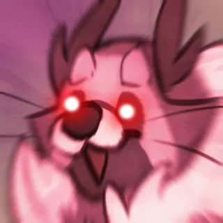🤩 animal, desenho animado, olhos, vermelho, peludo, veado, raiva telegram sticker