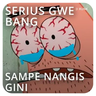 😭 Patrick Star SpongeBob SquarePants SERIUS GWE BANG SAMPE NANGIS GINI Patrick Estrela, chorando, lágrimas, sério, desenho animado, Bob Esponja, indonésio telegram sticker