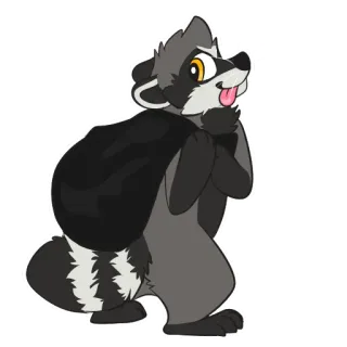 🛄 Waschbär, Tier, Cartoon, Fell, Tasche, Süß whatsapp sticker