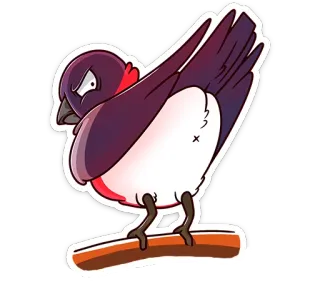 😠 oiseau, en colère, dessin animé, animal, autocollant, dessin, illustration telegram sticker