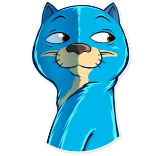 🌚 Cartoon, Katze, Tier, Sticker, Blau telegram sticker