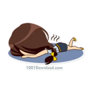 😞 1001Download.com exhausted, anime, cartoon, tired, laying down, cartoon character, hair telegram sticker