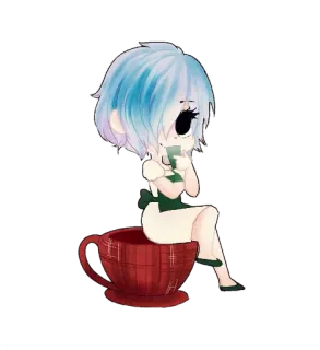 ☕️ Chibi, Kawaii, Anime, Mädchen, Tasse, Kaffee, Starbucks telegram sticker