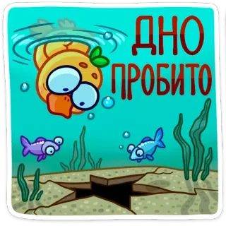 😐 ДНО
ПРОБИТО pato, água, peixe, buraco, desenho animado, subaquático, engraçado, mar, oceano telegram sticker