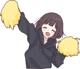 💃 Аниме, Девушка, Чирлидер, Помпоны, Милая, Каваий, Поддержка telegram sticker