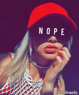 😒 NOPE nö, Mädchen, Frau, rote Kappe, Porträt telegram sticker