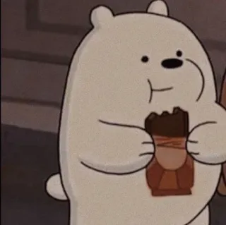 👀 Ice Bear We Bare Bears Dessin animé, Ours, Ours polaire, Chocolat, Manger, Animal, Mignon telegram sticker