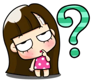 🤔 cartoon, question, girl, confused, thinking, cute whatsapp sticker