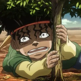💚 Muhammad Avdol JoJo's Bizarre Adventure anime, jojo, muhammad avdol, verängstigt, charakter telegram sticker