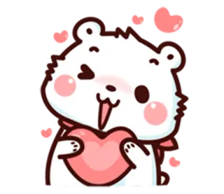 ❤ schattig, beer, hart, liefde, cartoon telegram sticker