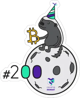 🦡 #200 tiền điện tử, bitcoin, mặt trăng, crypto, động vật telegram sticker