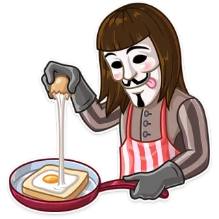 😋 V V for Vendetta guy fawkes, mask, cooking, egg, breakfast telegram sticker