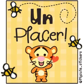 🍯 Tigger Un Placer! Тигруля, Рад помочь, Испанский, Мультфильм, Пчёлы, Милый telegram sticker