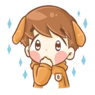 🤭 fofo, anime, cachorro, brilhos, desenho animado, menino telegram sticker