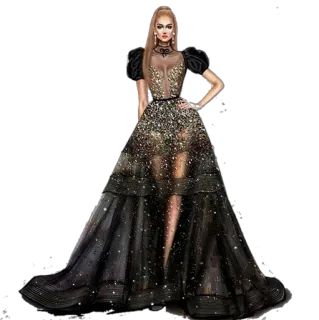 😐 Frau, Kleid, Mode, Abendkleid, Glamour, Illustration, Kunst telegram sticker