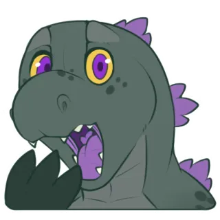 😦 dinosaur, monster, cartoon, reptile, animal, godzilla, illustration whatsapp sticker