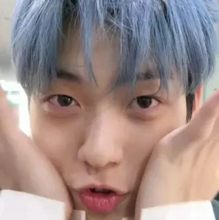 ☁️ ritratto, faccia, capelli blu, persona, coreano whatsapp sticker