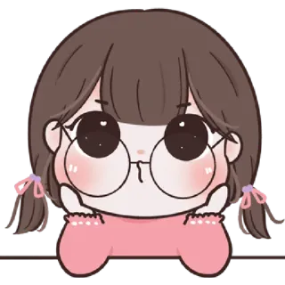 🥨 cartone animato, ragazza, carino, occhiali, personaggio, illustrazione, adesivo telegram sticker