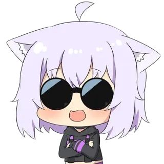 😎 anime, cartoon, kawaii, cute, cat ears, sunglasses, purple whatsapp sticker