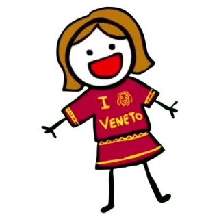 ❤ I LOVE VENETO kartun, Veneto, cinta, karakter, gadis, wilayah, Italia telegram sticker