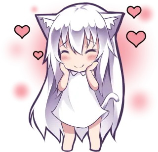 😍 Anime, Manga, Kawaii, Gadis kucing, Imut, Hati telegram sticker