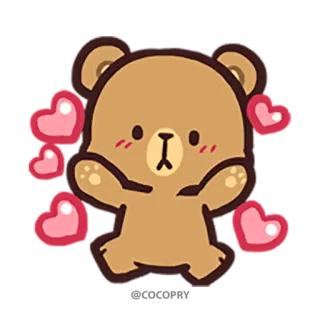 🥰 ours, mignon, amour, coeurs, dessin animé, animal whatsapp sticker